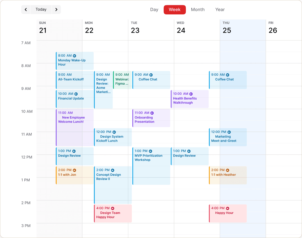 A week of interview slots laid out in the Calendive calendar